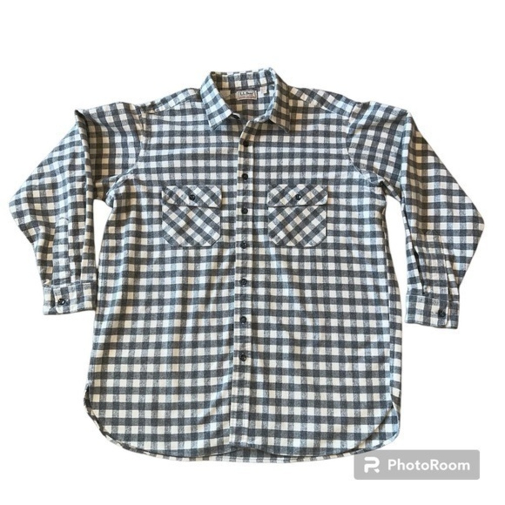 L.L.Bean Men's Chamois Cloth Flannel Button Down Shirt Size Tall 17 1/2 Vintage